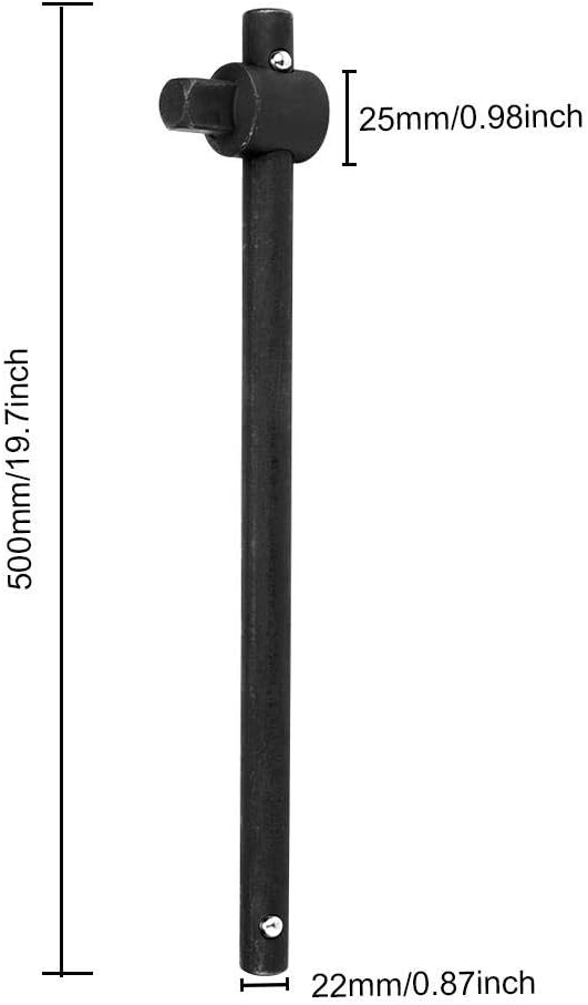 Walfront Sliding Wrench Breaker Bar T Handle Socket Wrench Heavy Duty Steel Ergonomic Design 3/4 Inch 1777g