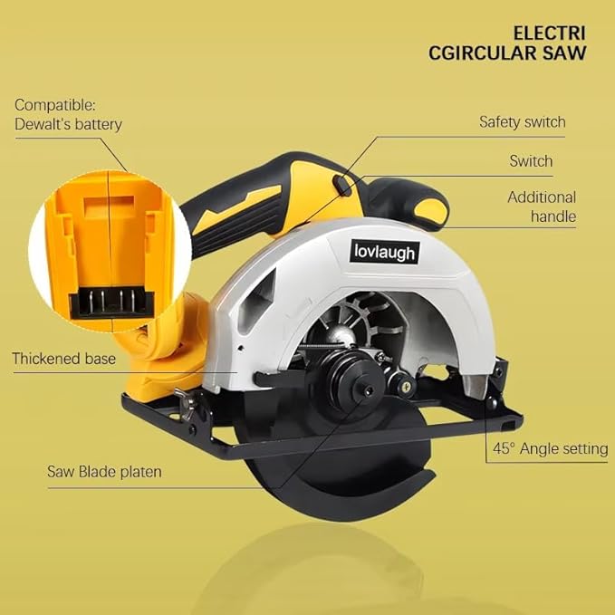 7-1/4 Inch Cordless Circular Saw Compatible with 20V MAX Battery (NO Battery) 5300 RPM Brushless Motor, 6-1/2" Depth Cut, 0-50° Bevel, Electric Brake, with 2 Blades & Carry Case