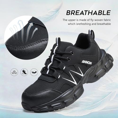 Hogent Steel Toe Shoes for Men Women - Non Slip & Lightweight Work Shoes