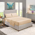 Jessica Sanders Premier 1800 Series 4pc Bed Sheet Set - Queen, Beige Cream, - Jessica Sanders Embroidery