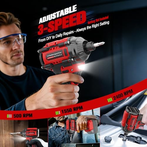 Ecarke Cordless Impact Driver and Drill Combo Kit Compatible with Milwaukee 18V Battery, 3100 In-lbs 1/4" Impact Driver and 440 In-lbs 3/8'' Power Drill with Bits, Brushless, LED Light(Tool Only)