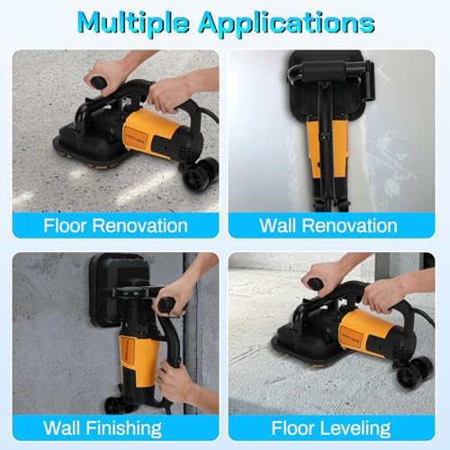 4-Head Electric Diamond Polisher Machine, 8" grinding diameters and 3pcs Diamond Grinding Wheels, 3800W Concrete Grinder for Polishing Stone Concrete Surface, Metal Descaling and Thinset Removing