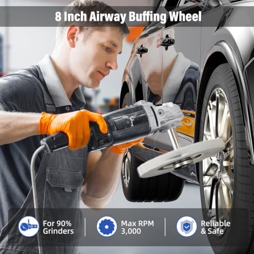 8" Airway Buffing Wheels for 4.5" Angle Grinder, 9PCS Buffer Polisher Wheel for Car, Aluminum Metal Polishing Wheel Pad and Compound Kit for Mirror Finish (5/8" Arbor Hole)