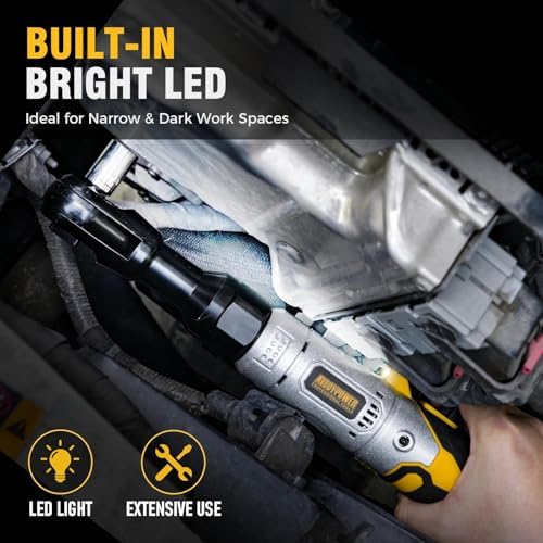 3/8" Cordless Ratchet Wrench, 60 FT-LBS(80N.M), 12V Extended