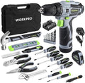 WORKPRO 12V Cordless Pink Drill Set for Women, Home Tool Kit with Tool box