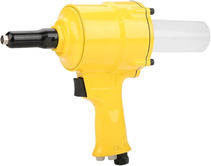 Hyuduo Air Rivet Gun, Pneumatic Riveter Pistol Type Grip Heavy Duty Rivet Gun Air Powered Riveting Tool 2.4-4.8mm Yellow for Decoration Automotive Container Electrical Instrumentation