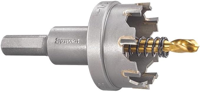 Starrett Tungsten Carbide Tipped Stainless Steel Sheet Metal Hole Saw - Ideal for Stainless, High Alloy Steel, Non-Ferrous Metals, Reinforced Fabrics - 1-1/2'' Diameter - SM38
