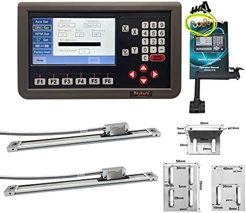 Big 7inch LCD Screen 2 Axis Digital Readout Display Counter and 2pcs Magnetic Scale 220MM(8")+370MM(14") 2 Axis DRO on Lathe Machine