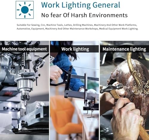Magnetic Machine Work Light, IP65 Water Proof Flexible Gooseneck Lamp 1000 Lumens 110V for Lathe Milling Drill Press Industrial Lighting…