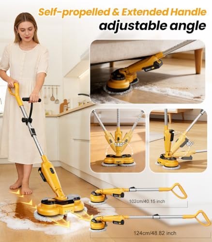 qimedo Cordless Electric Mop M3, 6000mAh, 2-in-1 Power Scrubber & Mops