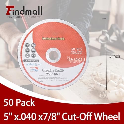 50 Pack 5"x.040"x7/8" Cut-Off Wheel - Metal & Stainless Steel Cutting Discs
