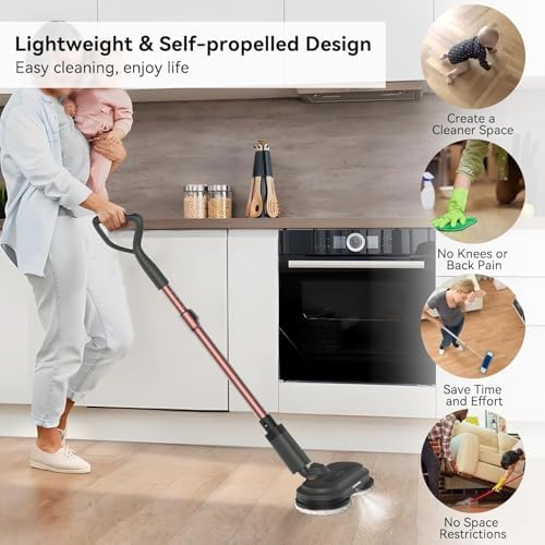 Cordless Electric Mop, Electric Floor Cleaner with Floor Cleaning Solution