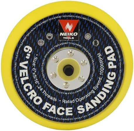 NEIKO 30263A - 6 inch Sanding Discs Hook and Loop, 5/16” Arbor with 24 Thread Mounts, 10,000 RPM, Sanding Pads for Orbital Sander and DA Sander, Hook n Loop Backing Pad