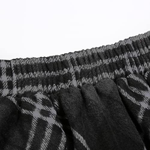 IDEALSANXUN Womens Plaid Wool Skirts Elastic Waist A-Line Pleated Tartan Long Skirts