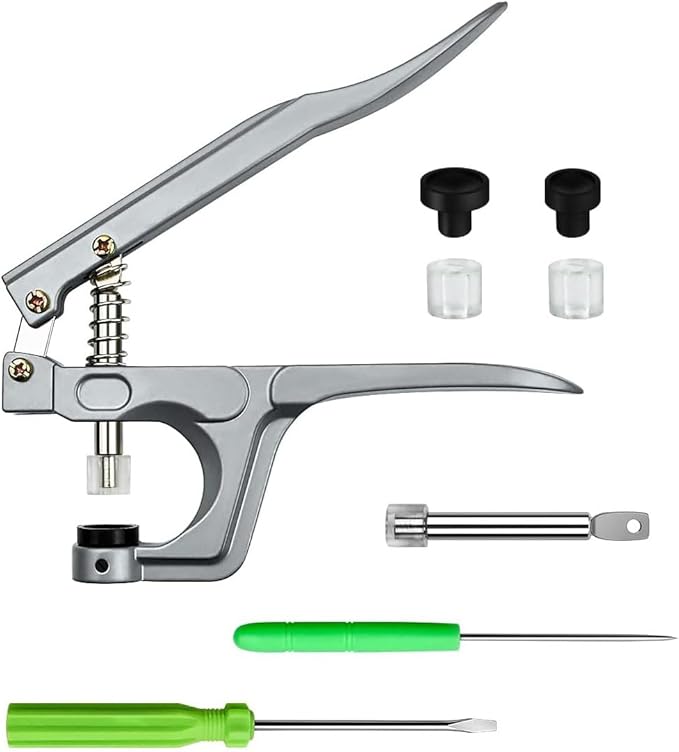 【3-in-1 Snap Pliers Kit】 No-Sew Snap Fastener Tool for Clothing Crafts DIY | Handheld Press Attacher Punch for T3, T5, T8 Snaps Buttons | Complete Set with Awl & Accessories