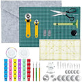 Rotary Cutter Set for Sewing & Quilting, 28mm & 45mm Fabric Cutters with Extra Blades, Foldable A3 Cutting Mat, Scissors, Rulers & Craft Tools Kit for Fabric Cutting, Patchwork, DIY Crafts
