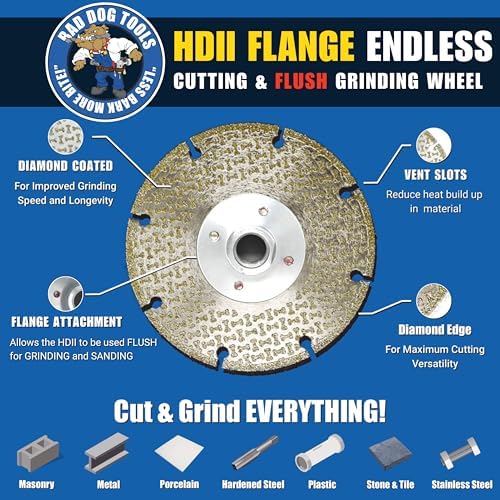 Bad Dog Tools 7" Flange HDII Multipurpose Flush Cut/Grind Diamond Wheel