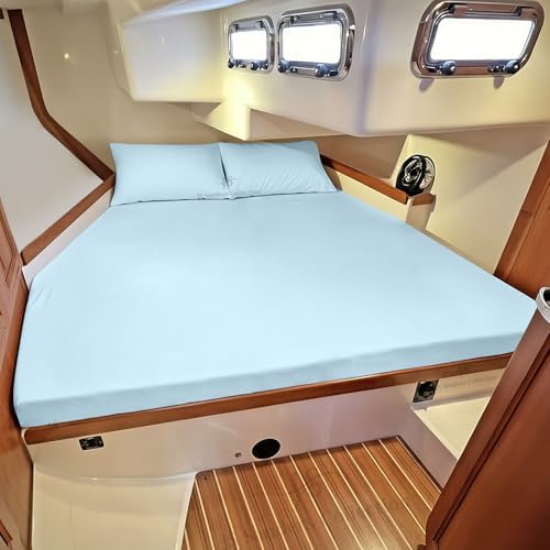 JS Sanders Collection 4PC Boat Sheet Set Universal AFT Berth, Light Blue