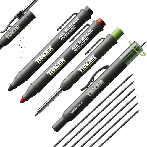 Tracer Marking Kit - Deep Hole Pencil, ALH1 Lead set and 2 Clog Free Markers with Holsters. Construction pencil & Marker set