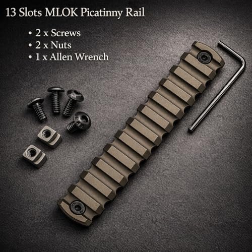 Gotical 13 Slots MLOK Picatinny Rail Section for M-Lok Handguard Flat Dark Earth Fit for 21mm Picatinny/Weaver Rails