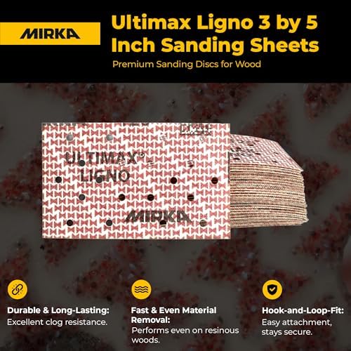 Mirka Abrasive Sheets Ultimax Ligno 3x5 Hook and Loop P320 50 Pack