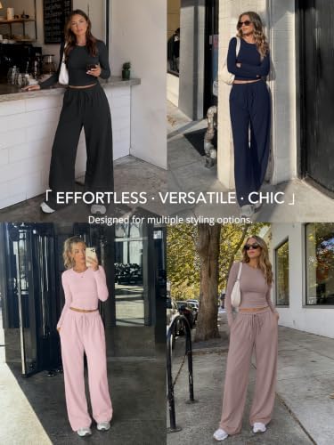 Trendy Queen Women's 2 Piece 2026 Fall Fashion Lounge Set with Pockets