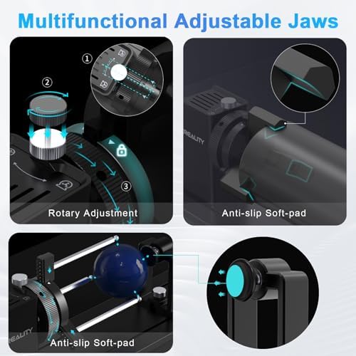 Creality Laser Rotary Roller, Y-axis Rotary Chuck for Falcon Engraver, Rotary Kit Pro with 3 in 1 Jaw and Module Suitable for Engraving Cylindrical Objects,Wine Glass, Tumbler, Ring,Ball and etc