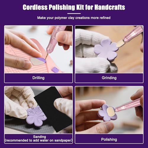 Polymer Clay Polishing Kit,Electric Clay Drill,Cordless Rotary Tool Kit,35-Speed Adjustable,Jewelry Making Kit,79pcs Clay Tool & Accessories for Polymer Clay Molds, Drilling,Sanding,Grinding