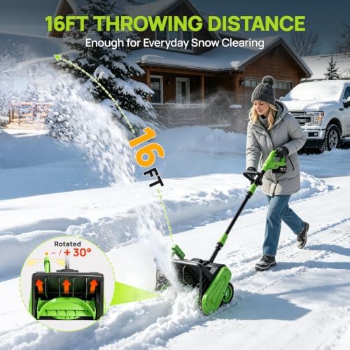ALSO GO 21V Electric Snow Shovel Cordless, 13 Inch with 2 X 4.0ah Batteries