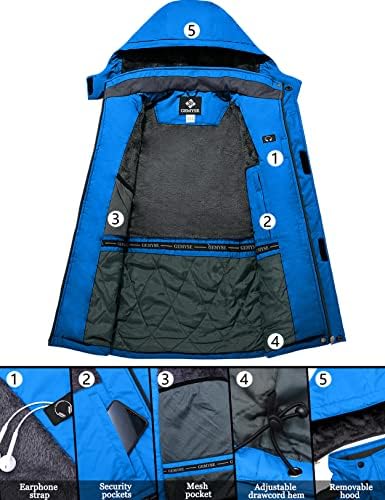 GEMYSE Men's Winter Ski Jacket Waterproof Snow Coat with Detachable Hood