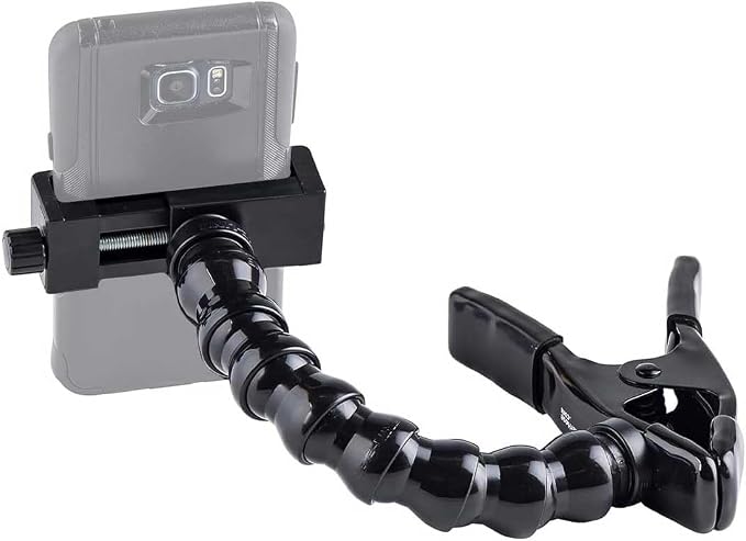 MOGO ModularHose Assistive Technology Phone Holder with Heavy-Duty Spring Clamp (Opens to 2"), 8 Inch Arm