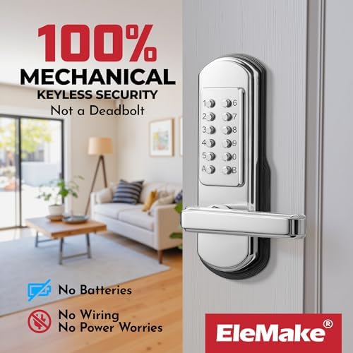 Keypad Door Lock, Keyless Entry Door Lock Mechanical Lock with Keypad, Combination Code Locks with Handle, Right Handed Door Lever, Stainless Steel 304 - NOT a Deadbolt