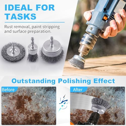 Rocaris 28 Pack Wire Wheel Brush, Carbon Steel & Twist Knot Cup Brush