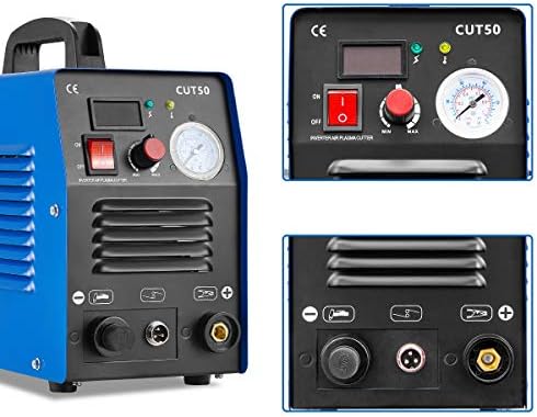 Plasma Cutter, CUT50 50Amp 110V/220V Dual Voltage Cutting Machine, Non-Touch Pilot Arc Plasma Cutter Machine Air Plasma Cutter with High-Frequency Start, Portable Plasma Cutter MOS Type