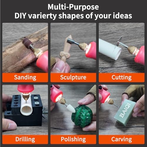 Electric Totary Cordless Tool Kit, Type-C Rechargeable 2000mAH, 6 Adjustment Speeds(5000-22000RPM), 59Pcs Accessories For DIY Crafting,SandingCarving,Sanding,Cutting (Pink-59 pcs Accessories)