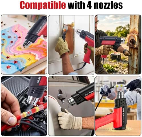 2000W Heat Gun Kit with 300PCS 10–26 AWG Solder Seal Wire Connectors & Waterproof Heat Shrink Tubing, 2 Temperature Max 1202℉ Compact Hot Air Gun with 4 Nozzles for Automotive, Marine & Wiring Repair