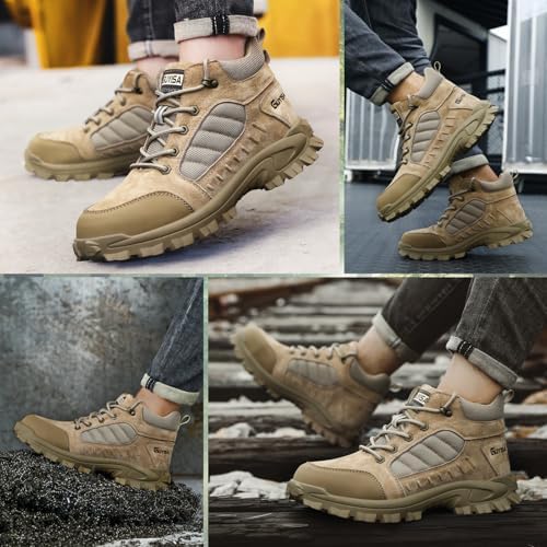 GUSAYEX Steel Toe Boots for Men Puncture Resistant Work Boots