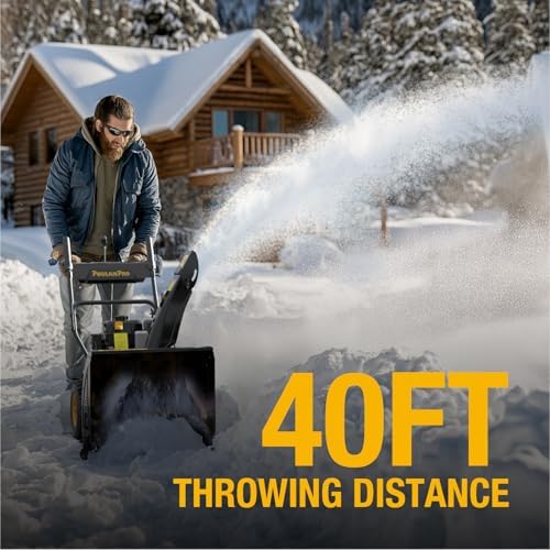 Poulan Pro PR240 Snow Blower Gas Powered 24 Inch, 2-Stage Self-Propelled Snow Thrower with Electric Start, 190° Remote Chute Control, Steel Auger, 212cc Engine for Driveways, Sidewalks & Patios