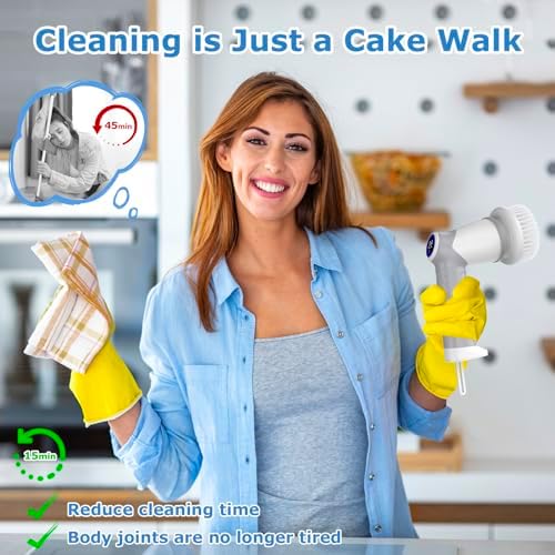 DAESUNG E881 Electric Spin Scrubber + 9 Replaceable Brush Heads
