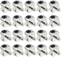 Glass Shelf Bracket, 20Pcs Wall Mounted Adjustable Glass Shelf Bracket Pegs Zinc Alloy Half Round Glass Clamp Clips with Pin Frameless Glass Shelf Holders Supports, Brushed Finish