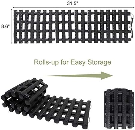 Reliancer 2PC Traction Tracks Mats TPR 31.5" L Tire Recovery Track Pad Roll Car Vehicle Tyre Traction Boards Tire Ladder Track Grabber Auto Emergency Traction Aid w/Bag for Off-Road Mud Snow Ice Sand