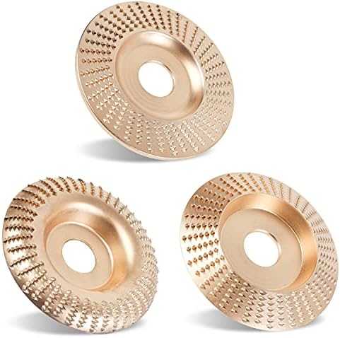 Pomsare 3PCS Angle Grinder Polishing Pad, Wood Carving Disc Set for 4 1/2 Inch Angle Grinder, Heavy Duty Wood Sanding Disk Grinding Wheel, Stump Grinder Attachments for Wood Cutting Shaping