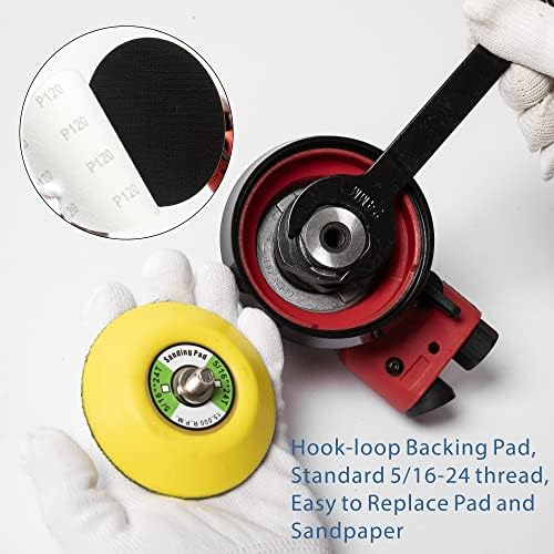 3 inch Mini Palm Air Sander, MAX 12000 RPM 3/32" Orbit Random Orbital Pneumatic Polisher, for Auto Body Woodworking Metal, with 12 Sandpapers & Extra Backing Pad
