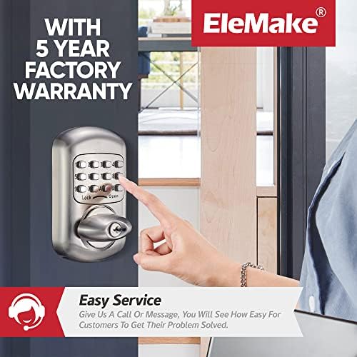 Bravex Keyless Deadbolt Keypad Entry Door Lock Zinc Alloy Sabbath Lock 100% Mechanical Shabbos Lock- No Risk of Low Power, Silver