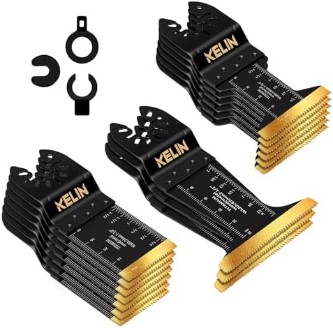 KELIN 16pcs Titanium Oscillating Tool Blades, Universal Multitool Blades