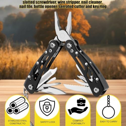 Lasnten 6 Pcs Multitool Pliers, Stainless Steel Foldable Mini Tool,Black
