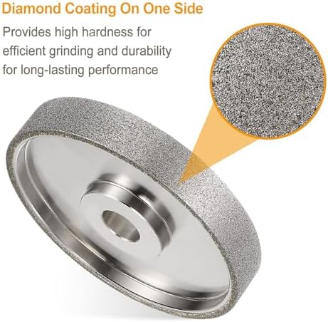 HARFINGTON Diamond Lapidary Wheel 6 Inch x 1 Inch Arbor Hole 60 Grit Grinding Wheels for Stone, Marble, Glass, Ceramics, Crystal, Carbide, Steel