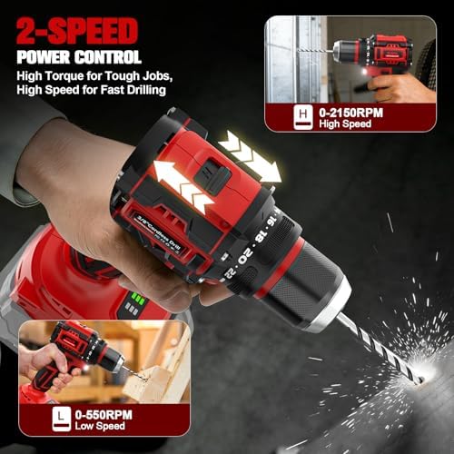 Ecarke Cordless Impact Driver and Drill Combo Kit Compatible with Milwaukee 18V Battery, 3100 In-lbs 1/4" Impact Driver and 440 In-lbs 3/8'' Power Drill with Bits, Brushless, LED Light(Tool Only)