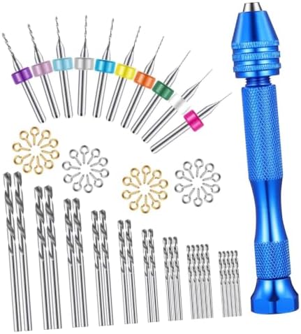 Uonlytech 76pcs Mini Drill Bits for Precision Work Set Manual Hand Drill for Hobbyists and Model Makers