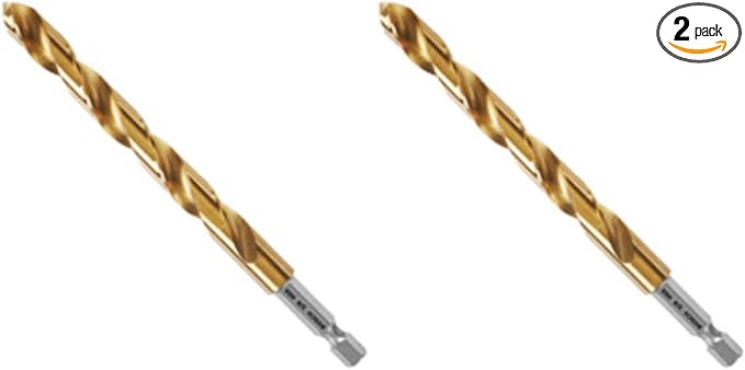 BOSCH TI2151IM 1-Piece 3/8 in. x 5 in. Titanium Nitride Coated Metal Drill Bit Impact Toughwith Impact-Rated Hex Shank for Applications in Heavy-Gauge Carbon Steels, Light Gauge Metal, Hardwood